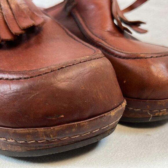 Womans 11B Vintage Leather Wood Clogs Hippie Boho EUC - Picture 12 of 16